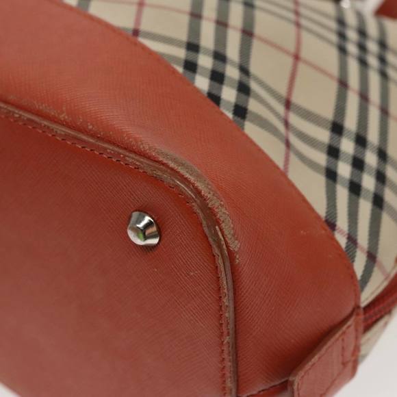 BURBERRY Nova Check Hand Bag Canvas Beige Orange Silver Auth 102116 - Picture 15 of 16